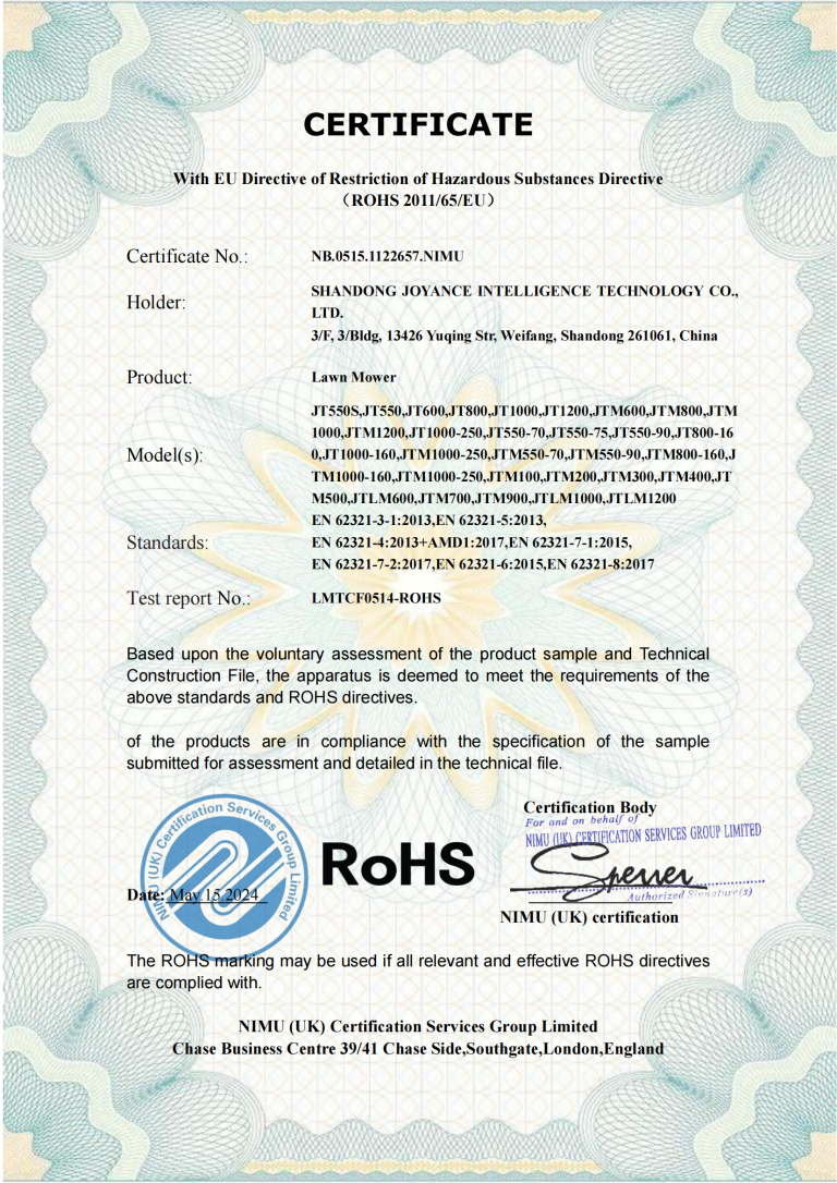 ROHS Certification